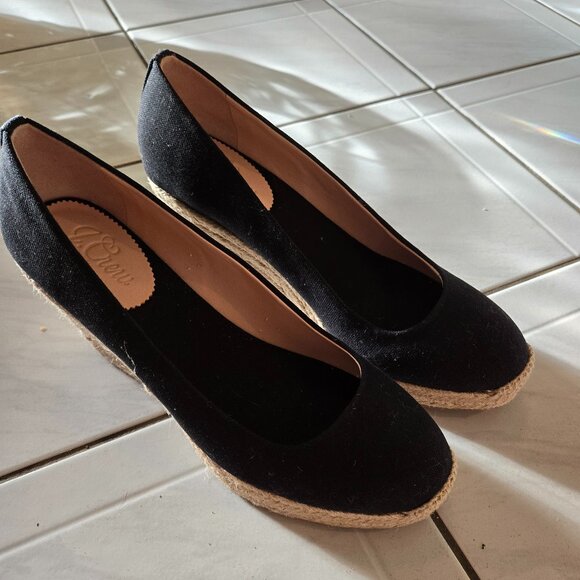NWOB J Crew Seville Espadrille Wedge Heels Black 8.5 - Picture 1 of 7